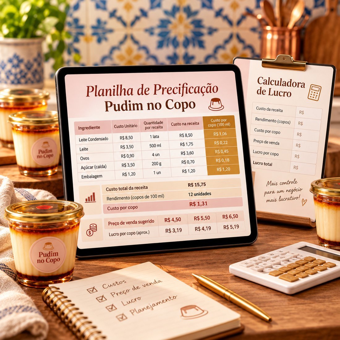 Mockup ilustrativo: Guia de Precificação
