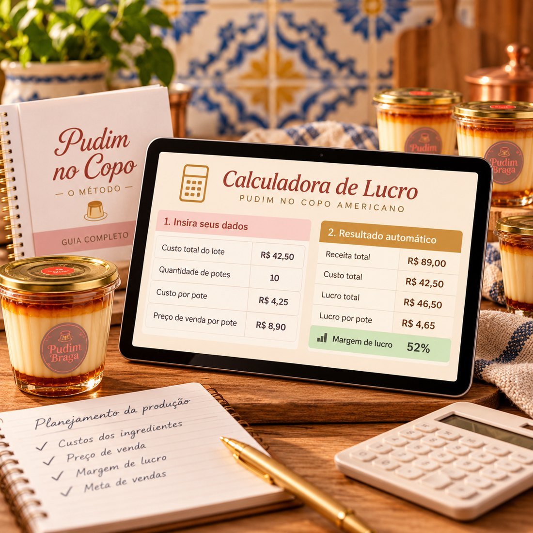 Mockup ilustrativo: Calculadora de Lucro e Precificação