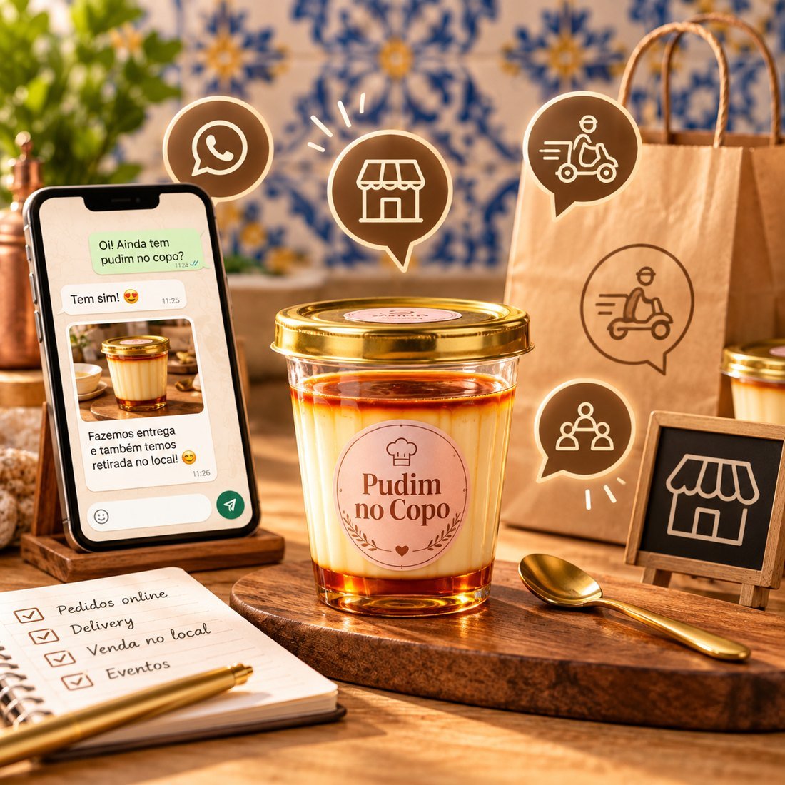 Mockup ilustrativo: Onde Vender Pudim no Copo