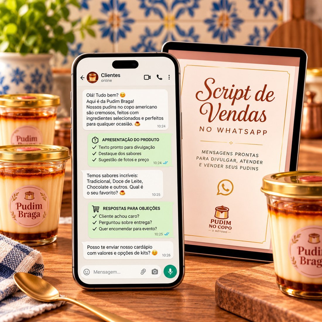 Mockup ilustrativo: Script de Vendas no WhatsApp