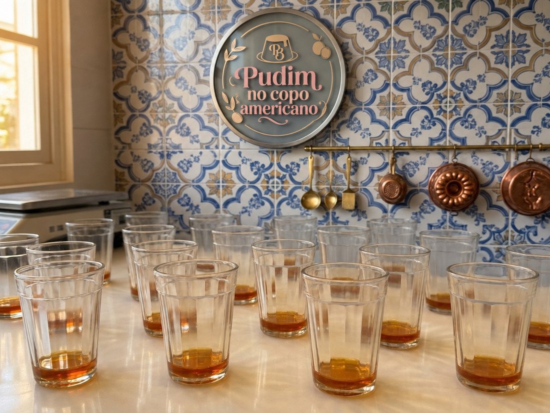Imagem de apresentação de copos com calda
